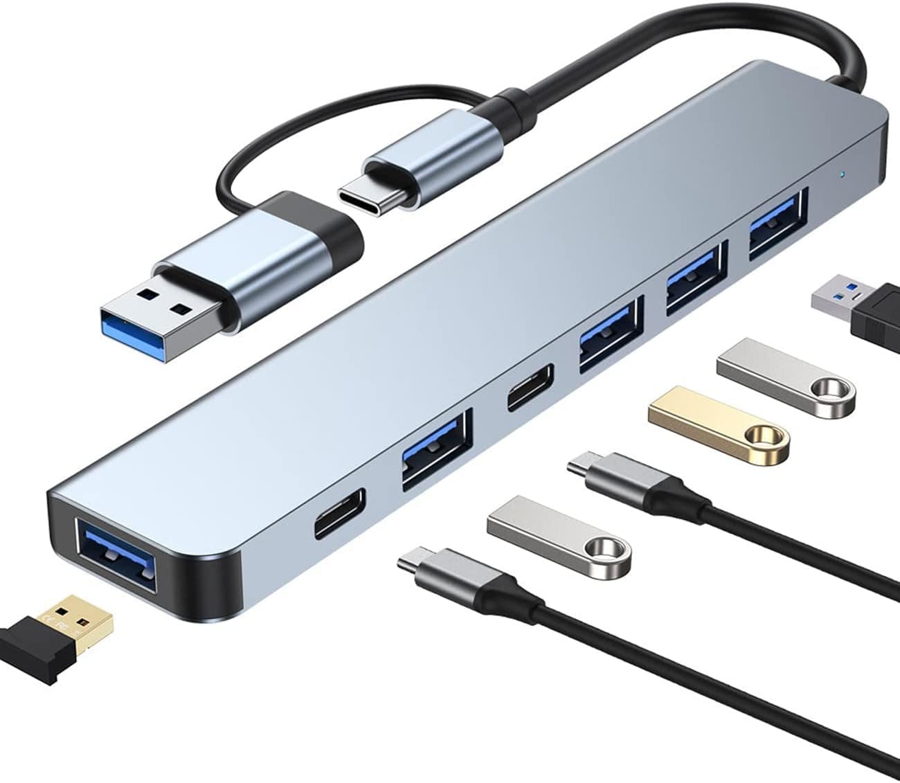 USB C Hub 3.0, CRTEPST 7 in 2 Multiport Hub Adapter