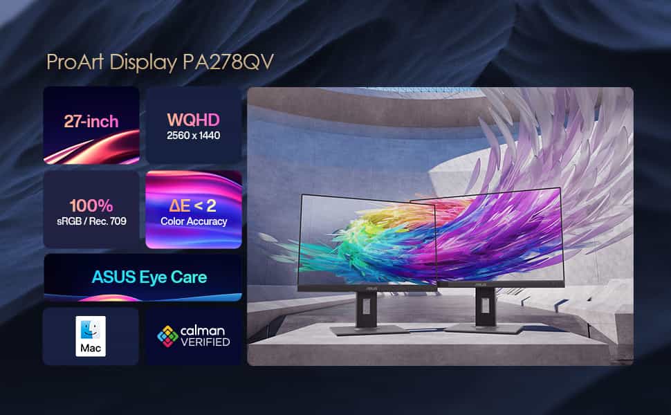 ASUS ProArt Display PA278QV 27-inch QHD Professional Monitor